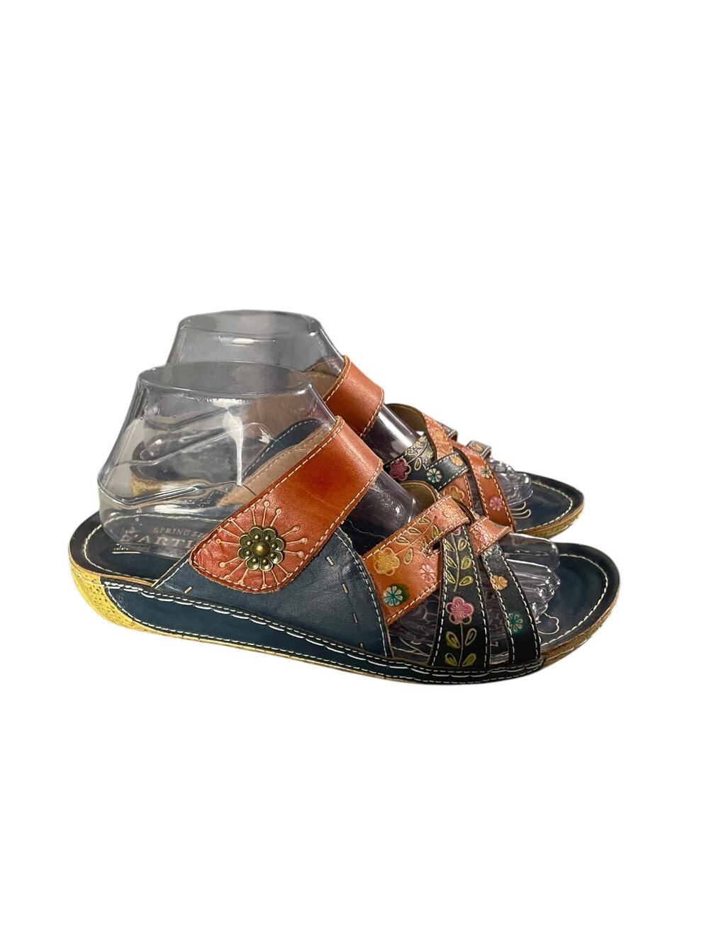 Spring Step L’Artiste Women’s Leigh Hand Painted Crisscross Leather Sandals